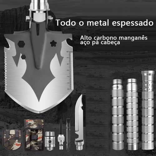 Pá de engenheiro multifuncional ao ar livre, dobrável, pá de escavação e enxada