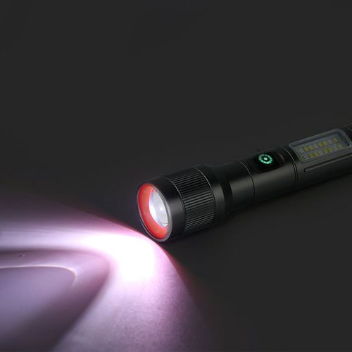 Lanterna forte portátil, recarregável e ultrabrilhante, luz externa de emergência, holofote de feixe longo com zoom.