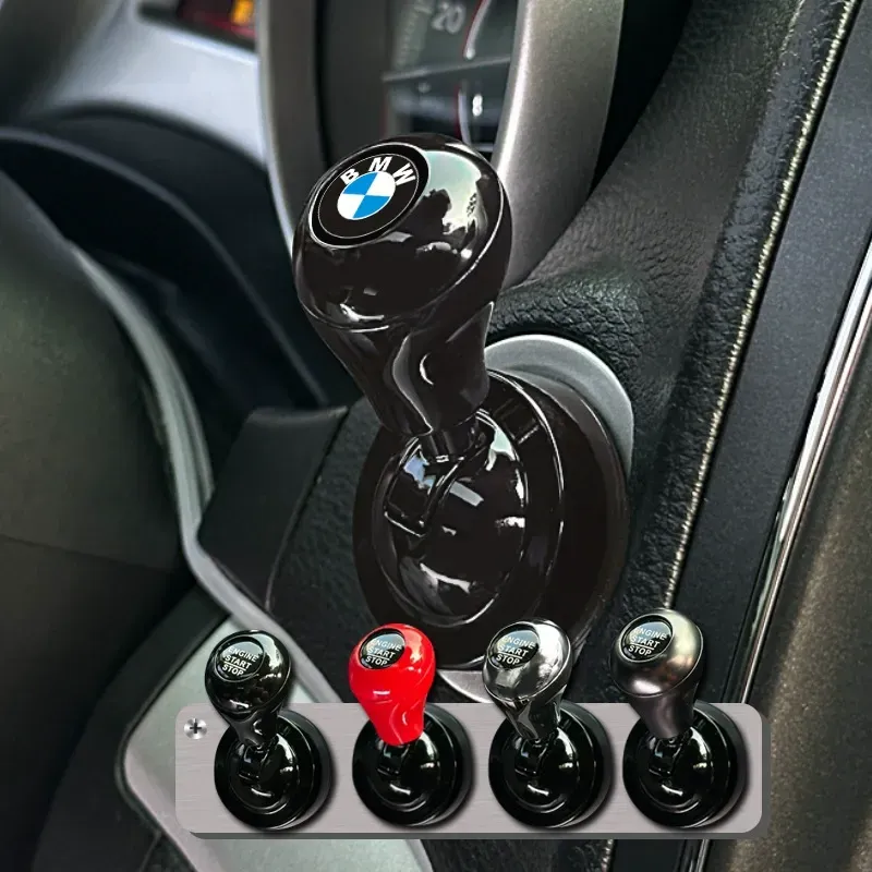 All-Metal Shifter-Style Car Push Start Button  Joystick-Style Starter Cover Decal