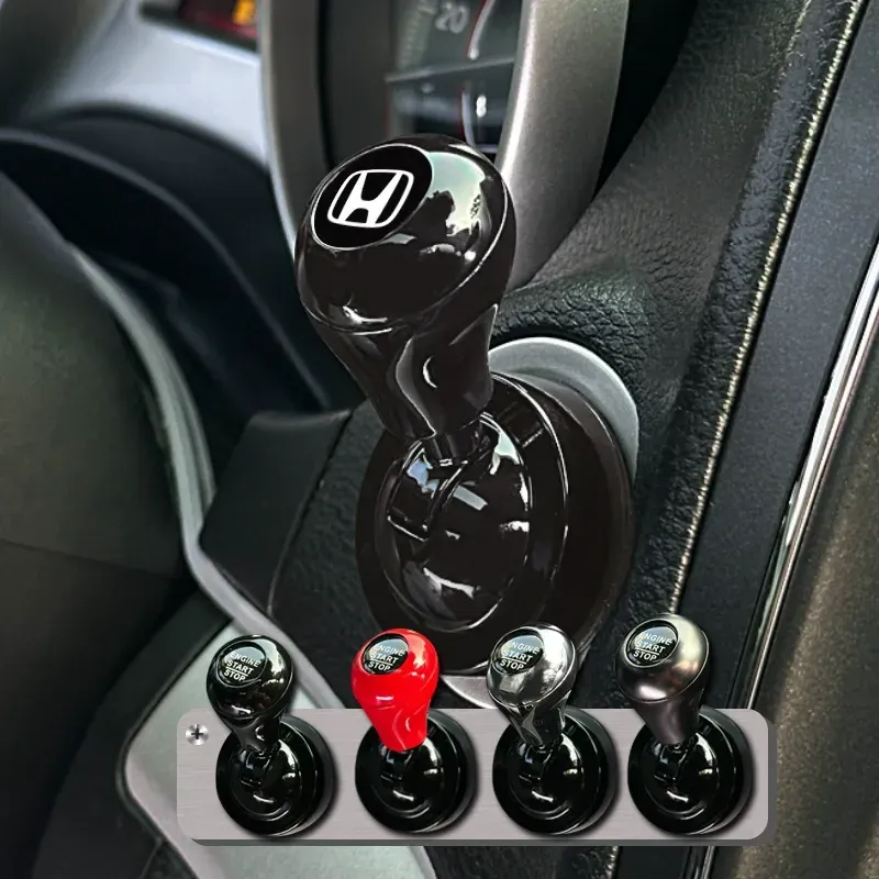 All-Metal Shifter-Style Car Push Start Button  Joystick-Style Starter Cover Decal