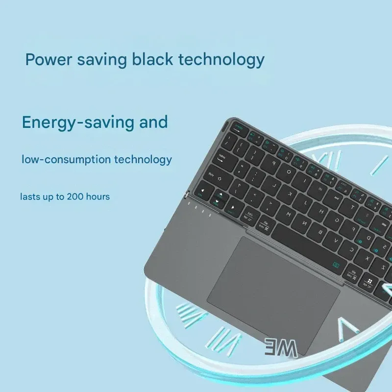 （Tablet not included）Folding Bluetooth Keyboard with Touchpad & Detachable Magnetic Stand for Tablets and Laptops