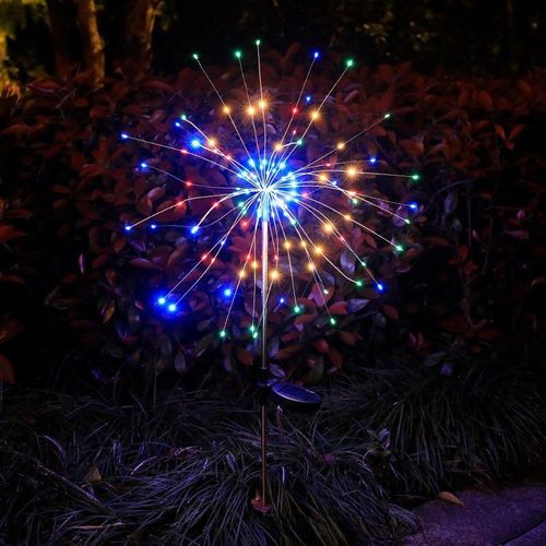 （2 packs）Solar-Powered Firework Fairy Lights - Waterproof Outdoor Camping Atmosphere Lamp - Solar Ground Spike Firework Light