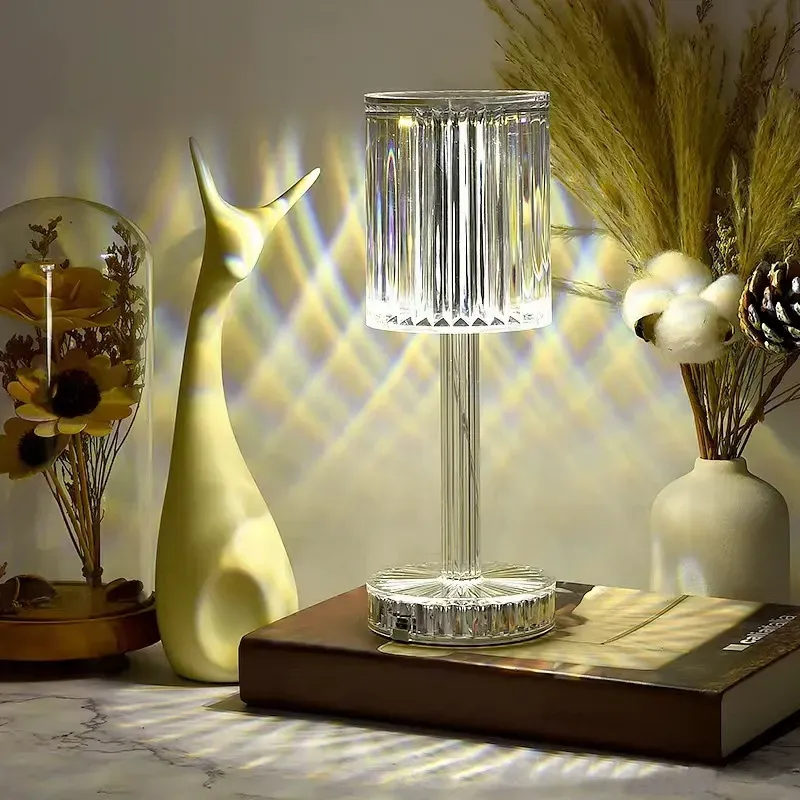 Tap-Control Couple's Lamp - Crystal Rose Mood Light for Bedroom & Living Room