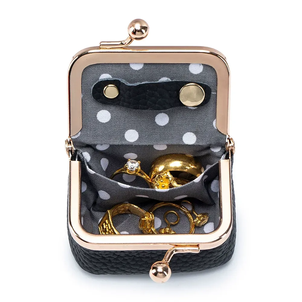 New Genuine Leather Mini Frame Purse - Jewelry Case for Rings, Necklaces, Earrings & Coin Holder