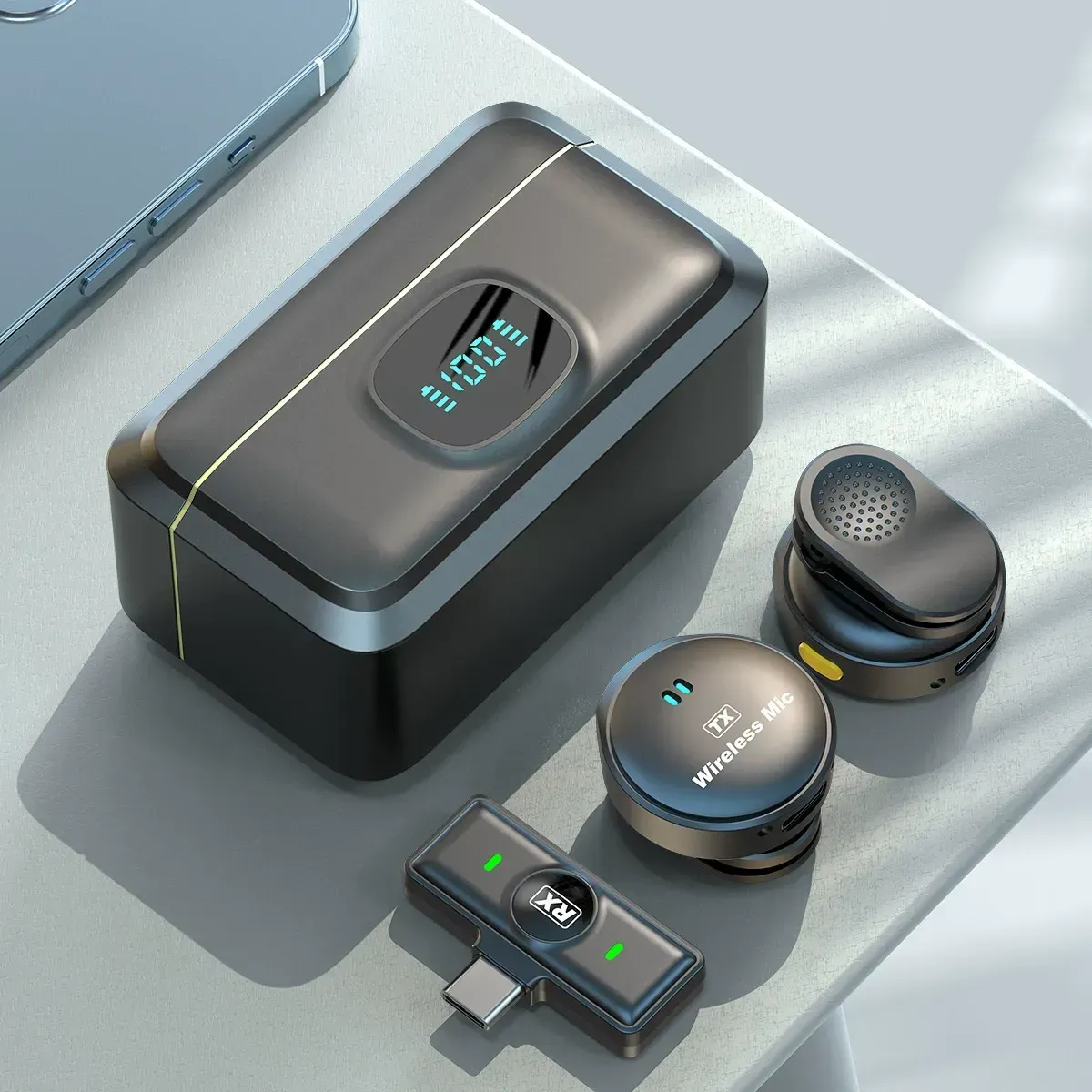 TYPEC  Wireless microphone, button wireless lapel microphone, mobile live streaming sound recording with noise reduction
