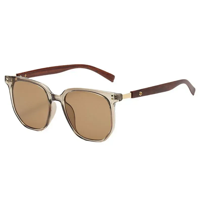 Women's Retro Geometric Tortoise Shell Sunglasses with Wood Grain Frame Korean Style UV Protection Trendy Statement Shades for Daily OOTD SpringStatements