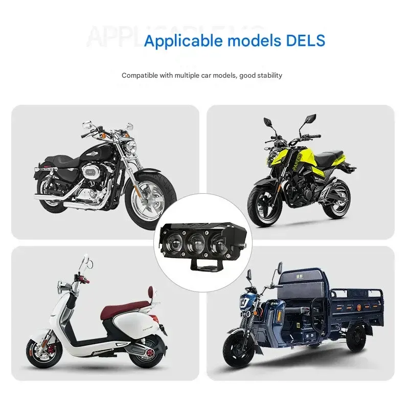 Motorjacket Auxiliary Lights  Dual-Color LED Motorcycle Auxiliary Lights  Waterproof High Low Beam Electric Motorcycle Headlight