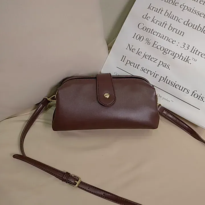 Vintage Handmade Soft Kiss-Lock Purse, Mini Crossbody Clasp Bag, Casual Small Bag