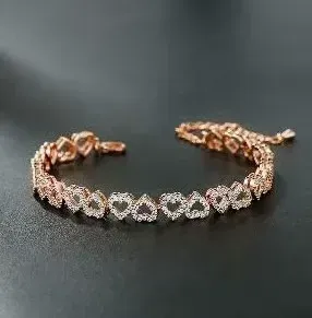 Valentine Gift Women's Elegant Artificial Zircon Decorated Heart Design Bracelet, Fashion Jewelry Accessories for Party, Daily Clothing Decor for Girl