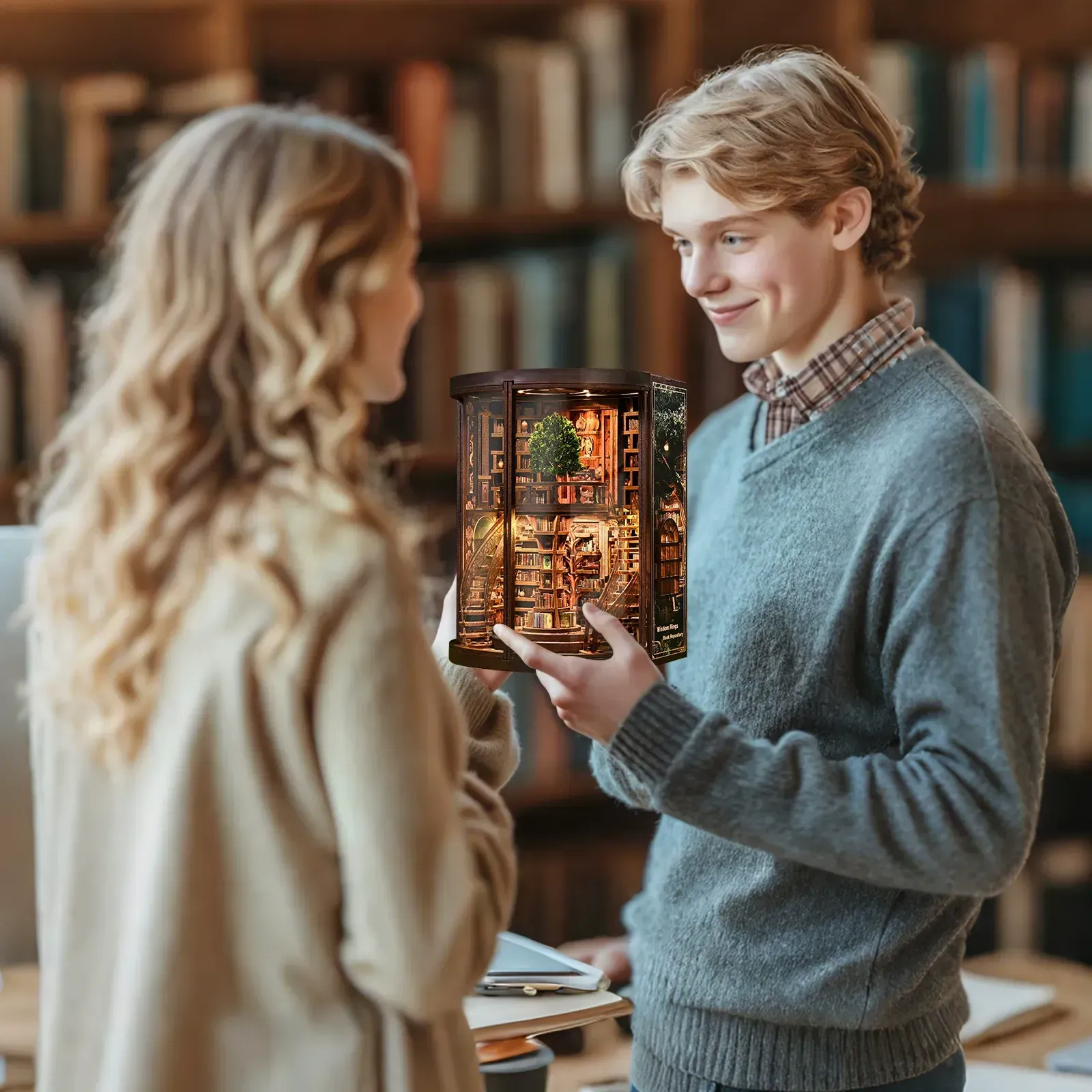 3D Wooden Puzzle Book   Wooden Assembly Book House Model
