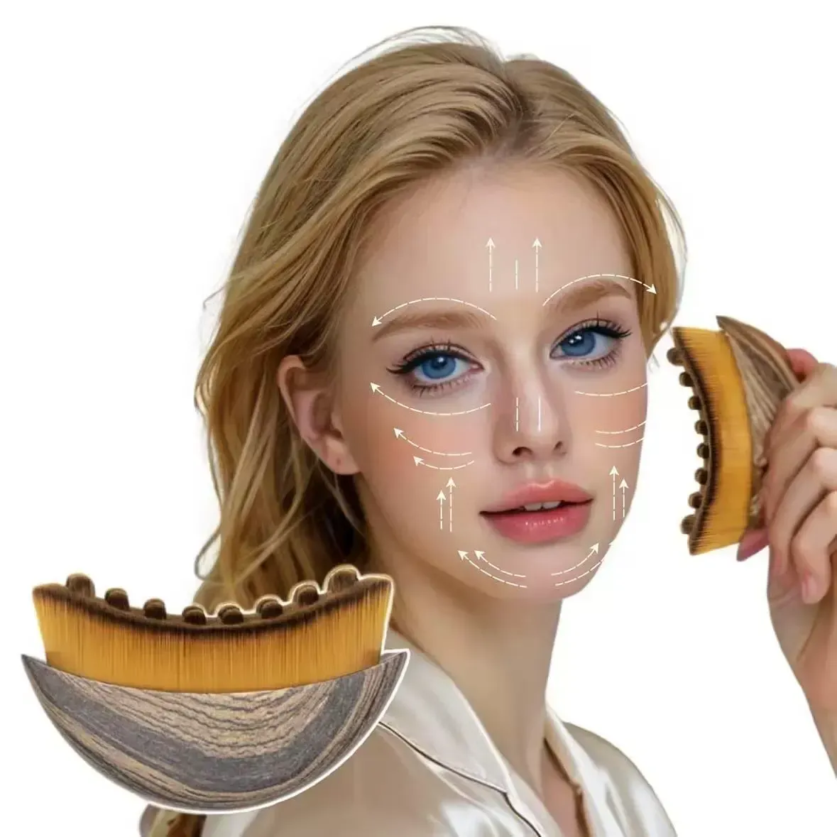 Lymphatic facial contour brush, upgraded eye and neck massage care body brush, lymphatic brush, foundation brush