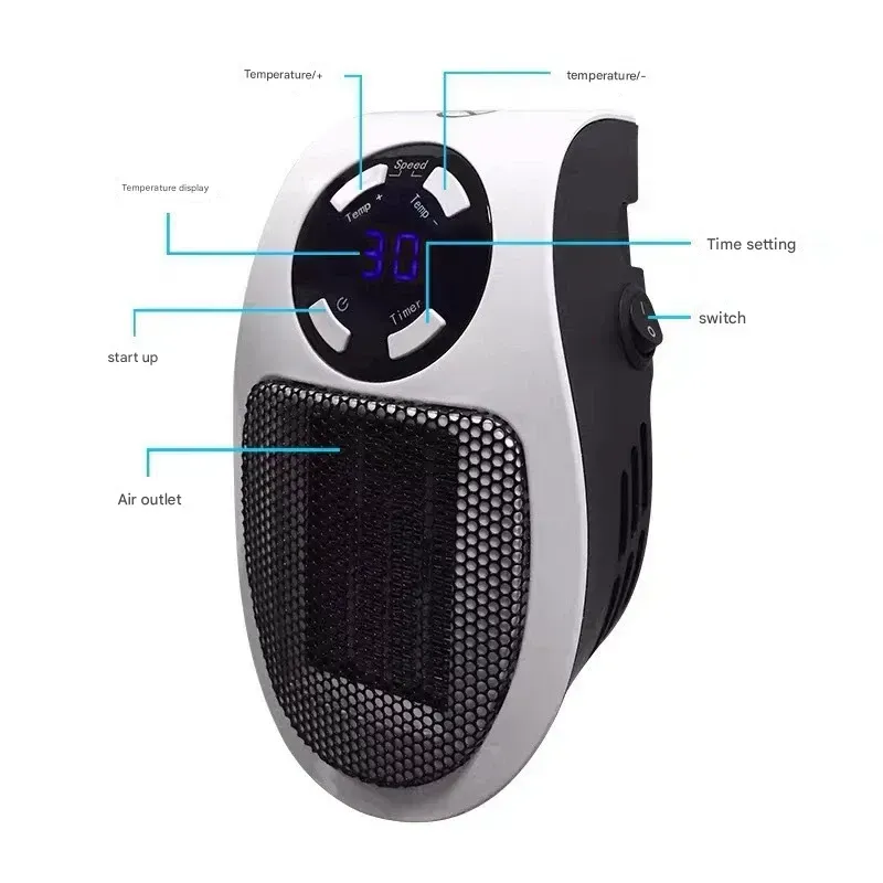 Portable Warm Air Heater  Smart Remote Control Mini Hot Air Blower  Timer-enabled Color-Changing (7-color) Lighting Heater