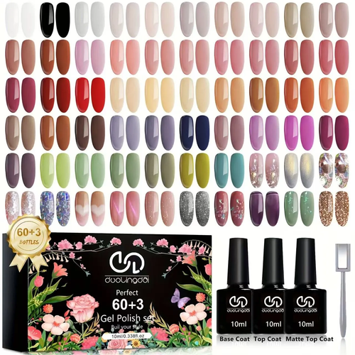 TEMU gel polish set with 60+3 colors