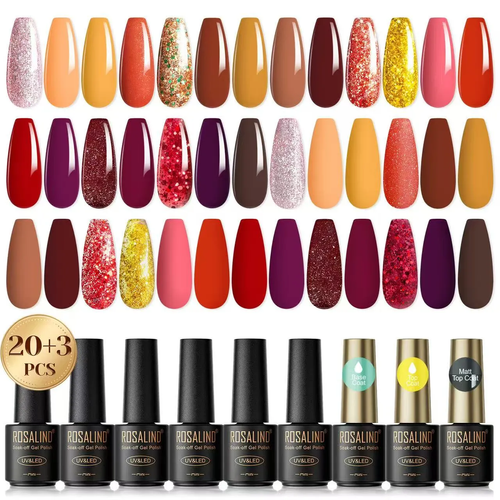 A brand new 23-bottle set of colored nail polish gel glue, including a complete set of nude nail polishes.