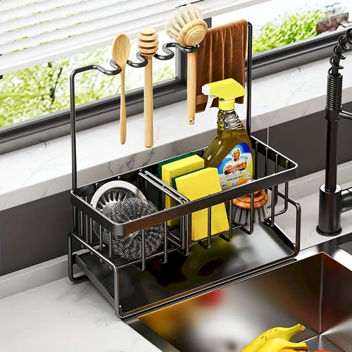 Kitchen Sink Drain Rack, Metal Sponge Holder, Multifunctional Storage Rack for the Home