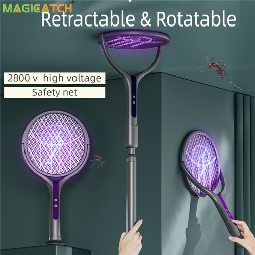Rotating and retractable electric mosquito swatter