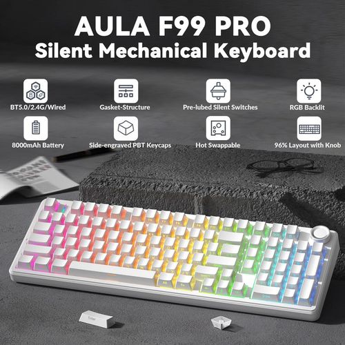 Silent Keyboard AULA F99 Pro Wireless Mechanical Keyboard - Silent Version