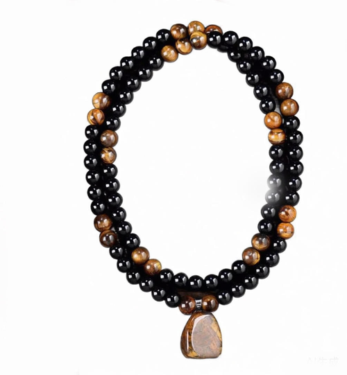 Money Attraction Necklace, Green Sandstone and Tiger's Eye Pendant with Healing Crystal Stones, Ideal Shopping Jewelry for Both Men and Women