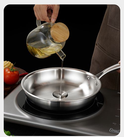 3 Pack Coating-Free Stainless Steel Frying Pan, Non-Stick Flat Skillet, Works on All Stoves for Home Cooking