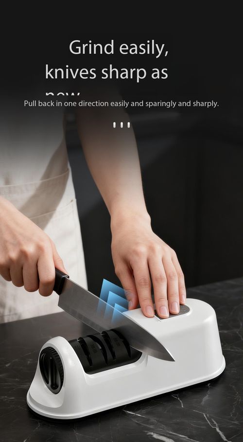 Electric Knife Sharpener 3-Sec Fast Sharpening USB Rechargeable Automatic Multifunction Knife Scissors Sharpener with Suction Base Replaceable Grinding Wheel Kitchen