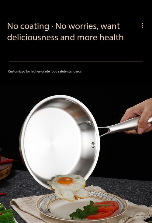 3 Pack Coating-Free Stainless Steel Frying Pan, Non-Stick Flat Skillet, Works on All Stoves for Home Cooking