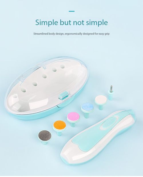 6 in 1 Baby Electric Nail Grinder Set, Safe Quiet Baby Nail Trimmer with 6 Grinding Heads, 4 Speed Adjustable Electric Nail File, Portable Baby Manicure Kit for Newborn, Infant & Adults