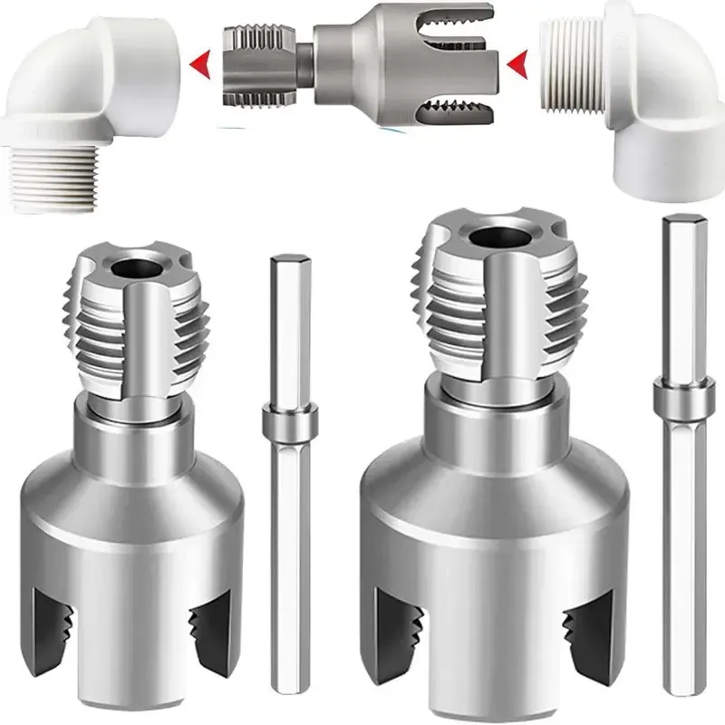 3‑Piece PPR PVC Pipe Tap Tool Kit, Integrated Internal & External Thread Tapping Cutter, Pipe Thread Repair Tool for Water Pipe