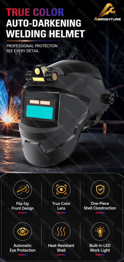 Auto Darkening Welding Helmet with LED Light True Color Lens
