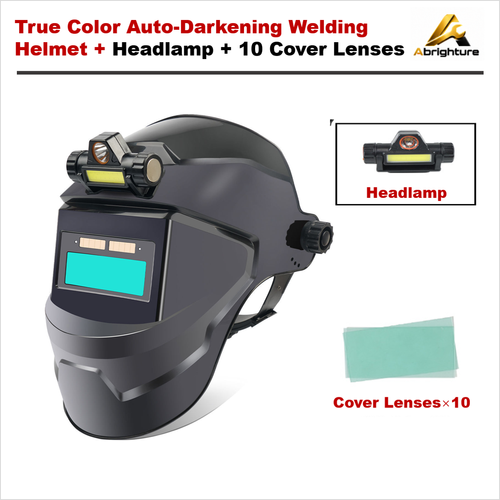 Auto Darkening Welding Helmet with LED Light True Color Lens