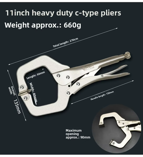 (6-inch and 9-inch) C-Clamp Locking Pliers 2-Piece Set—Versatile manual C-clamps for welding, woodworking, and clamping tasks.