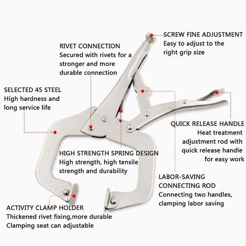 (6-inch and 9-inch) C-Clamp Locking Pliers 2-Piece Set—Versatile manual C-clamps for welding, woodworking, and clamping tasks.