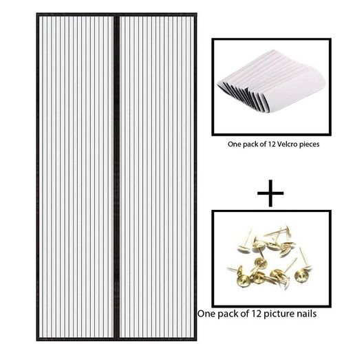 Striped Magnetic Screen Door Anti-Mosquito Mesh Self-Adhesive No Drill