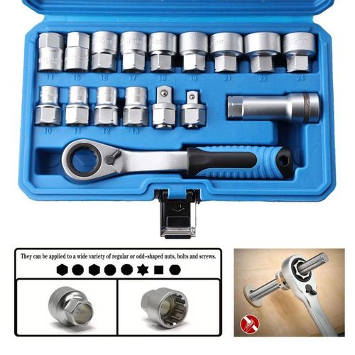 17 Pcs Through-hole Ratchet Socket Wrench Tool Set