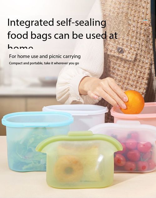1000ml Reusable Silicone Food Storage Bag Microwave and Freezer Safe