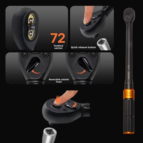 High-precision ratchet torque wrench set, 210 Nm torque  suitable for bicycles, motorcycles, spark plugs, and tires  packaged in a plastic case.