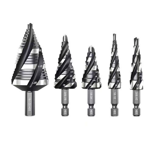 5Pcs Spiral Step Drill Bit Hole Opener Set