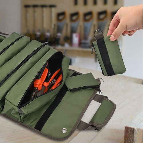 Oxford Cloth Roll-Up Tool Bag – Durable and water-resistant, featuring multiple storage pockets  ideal for electricians and in-vehicle storage, as well as for organizing other items—a stylish bag.