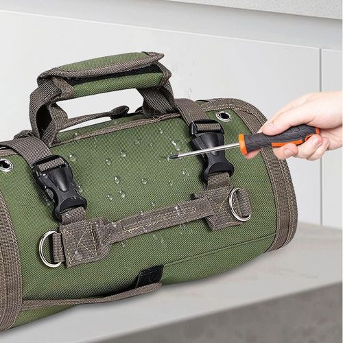 Oxford Cloth Roll-Up Tool Bag – Durable and water-resistant, featuring multiple storage pockets  ideal for electricians and in-vehicle storage, as well as for organizing other items—a stylish bag.