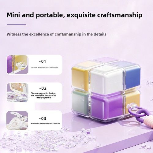 Magnetic Portable Pill Organizer – Customizable Colorful Plastic Pill Box – Waterproof Mini Travel Pill Case