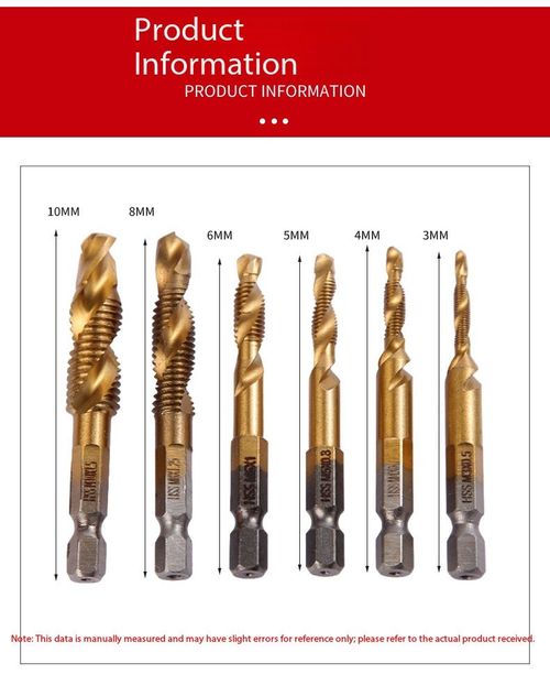 6Pcs 3-in-1 Composite Drill Tap Bits Set