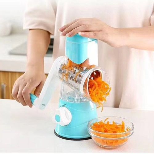 Manual Rotary Vegetable Slicer Grater with 3 Stainless Steel Drums Kitchen Tool