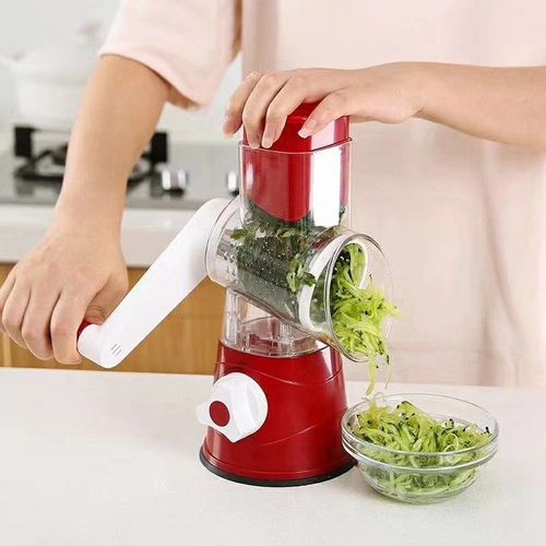 Manual Rotary Vegetable Slicer Grater with 3 Stainless Steel Drums Kitchen Tool