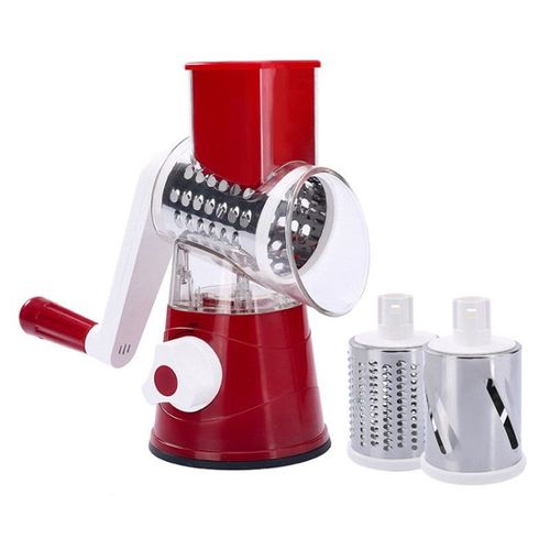 Manual Rotary Vegetable Slicer Grater with 3 Stainless Steel Drums Kitchen Tool
