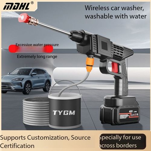 Wireless High Pressure Car Washer Portable Lithium Battery Self-suction Water Gun 1 Battery 1 Charger