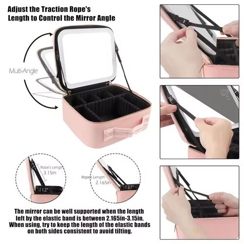 Newest 2026 Model Portable Large-Capacity Travel Makeup Organizer with LED Mirror – Waterproof Cosmetic Case with Large Lighted Mirror – Professional-Grade Storage Bag for Cosmetics and Brushes