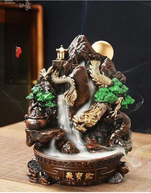 Backflow Incense Burner Mountain Dragon Ornament Resin Zen Aromatherapy Holder Home Decor