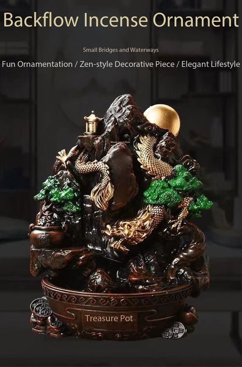 Backflow Incense Burner Mountain Dragon Ornament Resin Zen Aromatherapy Holder Home Decor