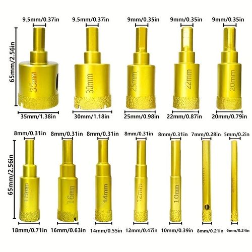 12Pcs Tile & Stone Hole Saw Drill Bit Set with Storage Case