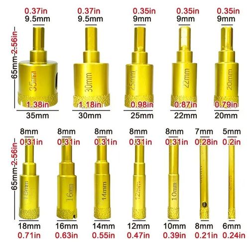 12Pcs Tile & Stone Hole Saw Drill Bit Set with Storage Case