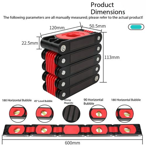 Multifunctional Foldable Magnetic Spirit Level Ruler